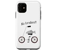 No Brakes Fish Riding A Bicycle Silly Weird Humour Coque pour iPhone 11