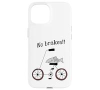 No Brakes Fish Riding A Bicycle Silly Weird Humour Coque pour iPhone 15