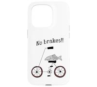 No Brakes Fish Riding A Bicycle Silly Weird Humour Coque pour iPhone 15 Pro