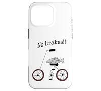 No Brakes Fish Riding A Bicycle Silly Weird Humour Coque pour iPhone 16 Pro
