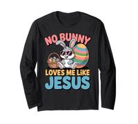 No Bunny Loves Me Like Jesus Easter Christian Boys Kids Men Manche Longue