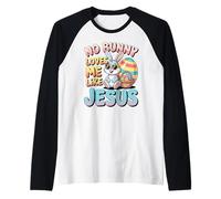 No Bunny Loves Me Like Jesus Easter Christian Boys Kids Men Manche Raglan