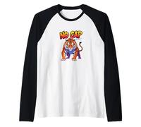 No Cap Flexin Confident Tiger Cartoon Bold Streetwear Design Manche Raglan