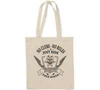 No Clubs No Rules Just Ride Free Biker Skull Graphic Sac fourre-tout en coton naturel Blanc