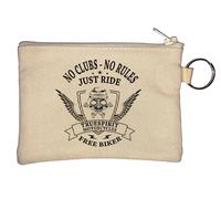 No Clubs No Rules Just Ride Free Biker Skull Porte-monnaie Beige