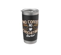 No Coffee No Needlework Crochet Amoureux du café Crochet Gobelet isotherme en acier inoxydable double paroi