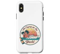 No Crying on the Yacht Sunset Champagne Scène Coque pour iPhone X/XS