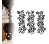 No Damage Soft Elastic Spiral Hair Ties,Elastic Spiral Telephone Cord Hair Ties,Pearl Twisted No Trace Hair Wire Pony Hair Tie for Daily Use (silver)