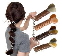 No Damage Soft Elastic Spiral Hair Ties, Pearl Twisted Wire Pony Hair Tie, Phone Cord Hairwire Bands, for Everyday Wear Special Occasions (4PCS-E)