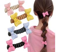 No Damage Soft Elastic Spiral Hair Ties, Twisted Hair Wire Pony Hairwire,Twisted Hair Wire Pony Hairwire, Phone Cord Hair Bands for Women & Girls (Two bows)