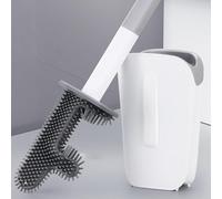 No Dead Corner Brosse WC Cactus - Brosse WC en silicone à long manche avec support - Brosse de nettoyage flexible antidérapante pour cuvette de toilette - Forme F pour nettoyer les toilettes