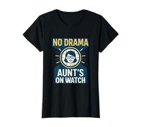 No Drama Aunt's on Watch Family Design Fantaisie Bleu Marine Moutarde T-Shirt