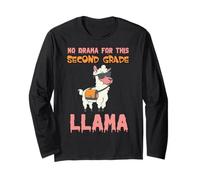 No Drama for This Second Grade Lama Funny Back to School Manche Longue