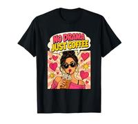 No Drama Just Coffee Lover Art Rétro Comic Book Style Art T-Shirt