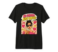 No Drama Just Coffee Lover Art Rétro Comic Book Style Art T-Shirt Haut de Gamme