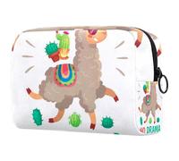 No Drama Lama avec Cactus Trousse à cosmétiques pour femme, trousse de toilette de voyage, grande pochette de maquillage pratique avec fermeture éclair, multicolore, 18.5x7.5x13cm/7.3x3x5.1in, Trousse