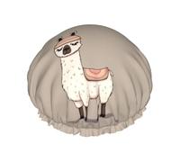 No Drama Lama Bonnet de douche réutilisable et imperméable pour homme et femme Bande élastique Bonnet de bain double couche lavable pour toutes les coiffures, facile à transporter