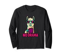 No Drama Lama Coffee Funny Animal Humour Design Manche Longue