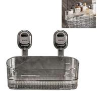 No-Drill Bathroom Suction Storage Box, Corrugated Suction Cup Storage Holder, Removable Hanging Storage Basket with Drain Holes, Large Capacity & Strong Load-Bearing for Bathroom Wall (Grey)