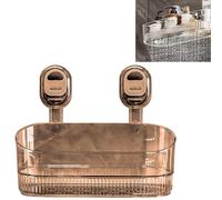 No-Drill Bathroom Suction Storage Box, Corrugated Suction Cup Storage Holder, Removable Hanging Storage Basket with Drain Holes, Large Capacity & Strong Load-Bearing for Bathroom Wall (Golden)