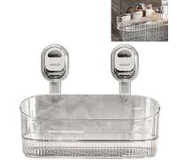 No-Drill Bathroom Suction Storage Box, Corrugated Suction Cup Storage Holder, Removable Hanging Storage Basket with Drain Holes, Large Capacity & Strong Load-Bearing for Bathroom Wall (Clear)