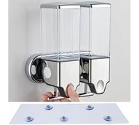 No Drill Distributeur de savon manuel mural - Distributeur de douche et de lotion pour la maison, la salle de bain, la cuisine, les hôtels, les restaurants - Transparent - 2 x 500 ml