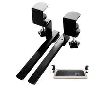 No Drill Keyboard Tray Rail - Black, Adjustable Rail Extender, Sliding Keyboard Tray Under Desk, 12-24 Inch Extension, Heavy Duty Steel Tracks, Easy Clamp Installation | PC, Laptop, Office, Home, Dorm