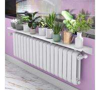 No-Drill Modern White Radiator ShelfSmoke & Dust Proof Aluminum Floating Shelf with 5cm Bracket33.7IN for Home & Office Storage & Decoration85CM