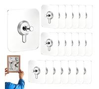 No Drill Picture Hangers - Heavy Duty Self Adhesive Wall Hooks Set for Hanging Decor | Strong Transparent with Sticker Pads, Mounting Pads for Tiles Brick Concrete Bathroom Kitchen Home Office