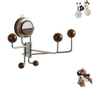 No-Drill Rotating Suction Hooks - Strong Hold, No Drill Wall Caddy, 180° Otating & Adjustable Design with 5 Hooks, Easy Wall Installatio, for Bathroom Kitchen (1 Pc)