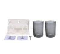 No Drill Toothbrush Holder | 2 Cup Adhesive Bathroom Organizer (Blanche)