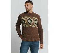 No Excess Pullover Crewneck Jacquard Pattern With Silk Brown Taille: XL | Pulls Outlet | Homme | Marron