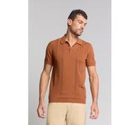 No Excess Pullover Short Sleeve Polo Solid Placed Jacquard Caramel Taille: XL | Pulls Outlet | Homme | Marron