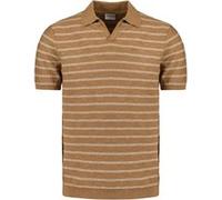 No Excess Pullover Short Sleeve Polo V Stripes With Linen Khaki Taille: S | Polos Outlet | Homme | Marron