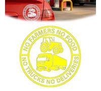No Farmers No Food No Trucks No Deliveries Vinyl Sticker, 140mm Car Decal Weatherproof Bumper Sticker Vinyl Decals for Car, Truck, Toolbox & Wall, Windows, Easy to Apply(Yellow)