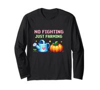 No Fighting Just Farming Jeu Cosy Pixel Citrouille Manche Longue