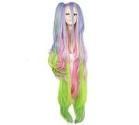 No Game No Life Shiro Cosplay Perruques longues couleurs mélangées Cosplay Perruque Queue de cheval Halloween Cheveux synthétiques résistants à la chaleur