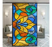 No Glue Decorative Privacy Frosted Window Film Modern Classic Stained Glass Door Window Decals Window Sticker 50x150cm(19.7"x59")