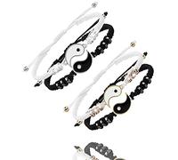NO Guanyj 4 Pcs Bracelets Meilleur Ami Bracelet à Cordon Ajustable Yin Yang Bracelet Couple Bracelet Homme Bracelet Femme pour BFF Relation d'amitié Petit ami Petite amie Cadeau de la Saint-Valentin