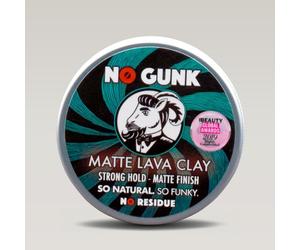 NO GUNK Argile Pâte Cire Coiffante Bio 100% Naturelle pour Cheveux Homme - Tenue Forte - Effet Mat - Matte Lava Clay (Original, 50g)