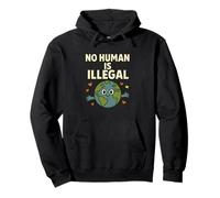 No Human is Illegal Cartoon Earth Design Égalité Inclusion Sweat à Capuche