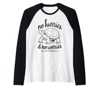 No Hurries and NO Worries ME/CFS Awareness - Tortue - Noir Manche Raglan