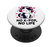 No K-pop No Life Doux Chat Musique Coréenne Corée Du Sud PopSockets PopGrip Adhésif