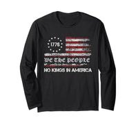 No Kings In America Drapeau américain vintage Manche Longue