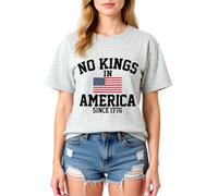 NO Kings in America Flag Print Cotton T-Shirt for Women, Casual Summer Graphic Tee with Comfortable Fit and Vibrant Design