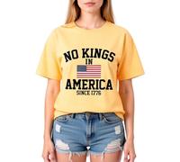 NO Kings in America Flag Print Cotton T-Shirt for Women, Casual Summer Graphic Tee with Comfortable Fit and Vibrant Design