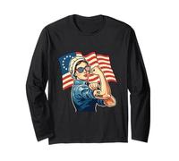 No Kings Liberty Colonial Woman Flexing Manche Longue