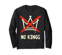 No Kings Protest Crown with Red X Cross, Crown Crossed Out Manche Longue