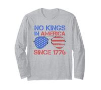 No Kings Since 1776 Distressed USA Flag Vintage Manche Longue