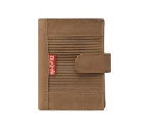 No Limits Porte-cartes de crédit pour homme en cuir véritable effet nubuck, mécanisme à déclenchement Pop-up, portefeuille compact, avec poche billets et pièces de monnaie, avec boîte, Camel, Pop-up